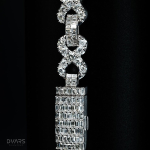 Pulseras de cruz con incrustaciones de moissanita VVS1 Dvars Diamond DBM-08, con diseño de baguette, de plata de ley bañada en rodio, certificadas por GCI IDGL - Product Image 5