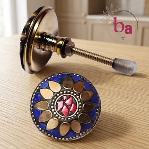 Ba Traditional Brass Round Cabinet Knob with Mosaic Design for Home Bar Furniture - Product Image 2