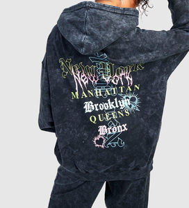 Nueva Colección de Ropa Deportiva para Mujer, Conjunto de Sudadera con Capucha y Pantalones con Estampado Lavado al Ácido, Bordado, Tallas Grandes, Hombros Caídos, para Invierno - Product Image 3