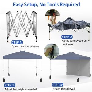 Tenda Pop-up in Alluminio per Quattro Stagioni 3x3 m Impermeabile Portatile con Borsa con Ruote e 1 Parete Laterale - Product Image 5