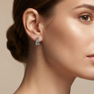 DIVYORO Pendientes de aro de plata 925 con diseño griego de moda para mujer - Product Image 4