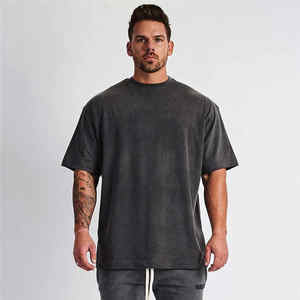 Camiseta Oversize Lavada Personalizada al por Mayor para Hombre, Estilo Vintage Streetwear, de Algodón 100% de Alto Gramaje, Lisa, de Corte Holgado - Product Image 1