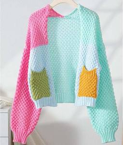 Suéter Holgado Estético para Mujer, Colores Pastel, Tejido de Punto, Suave y Femenino, Tendencia de Moda Otoñal para el Mercado Estadounidense - Product Image 4