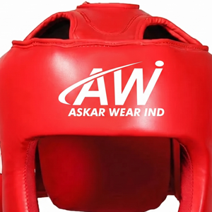 อุปกรณ์ป้องกันศีรษะสำหรับฝึกซ้อมมวย PU สีแดง ยี่ห้อ Askar Wear รุ่น Ind  แบบปรับแต่งได้ - Product Image 2