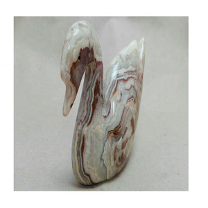 รูปปั้นหงส์ขาวแบบดั้งเดิมหินอ่อนหินโอนิกซ์แกะสลักตามสั่งขนาดภายในของตกแต่งหินรูปสัตว์ - Product Image 6