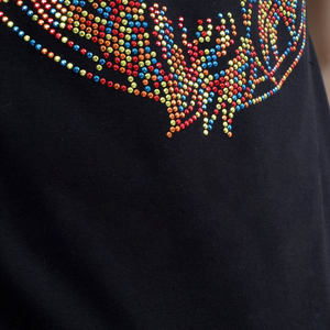 T-shirts pour hommes avec strass, T-shirt personnalisé avec transfert de strass, T-shirt personnalisé avec logo, T-shirt avec impression de crâne en strass pour hommes - Product Image 2