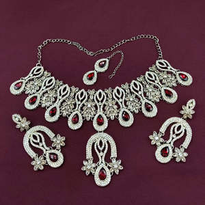 Jewelemarket Designer Pota Stone <b>Choker</b> Necklace Set Fashion Jewelry 10575549DGR - Product Image 3