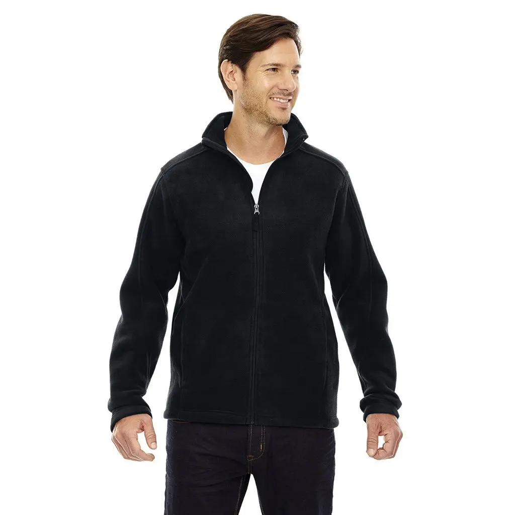 Chaquetas de lana Micro Polar de moda personalizada para exteriores, cuello alto grueso, cremallera completa para hombre con diseño de registro de bordado personalizado