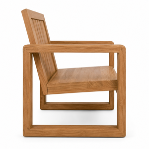 Chaise de jardin extérieure en teck massif de design scandinave avec accoudoirs intégrés - Durable et écologique pour la cour et les loisirs en extérieur - Product Image 3
