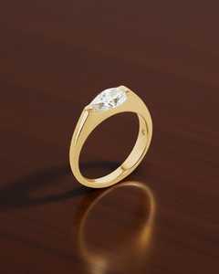 Anillo de Compromiso con Diamante Cultivado en Laboratorio East West de 1.01CT, Corte Pera, para Mujer, Oro Sólido de 14K, Regalo de Aniversario para Parejas - Product Image 4