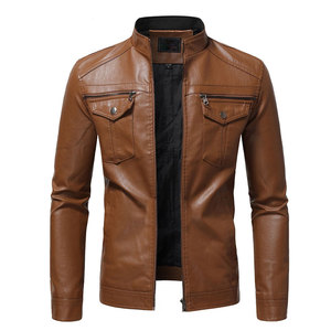 Veste d'hiver en cuir pour homme tendance avec fermeture éclair sur le devant et design moderne ajusté pour toutes les occasions - Product Image 1