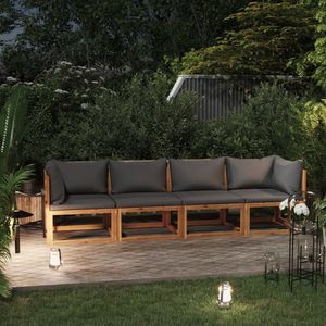 Divano da giardino a 4 posti grigio scuro in legno massello di acacia con poliestere al 100% – Arredamento resistente ed elegante - Product Image 1