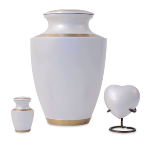 Premium Modern Brass Cremation Urns Pearl White Adult Ashes urn Size Factory Supply Customizable Funeral Cremation Urns - Product Image 2