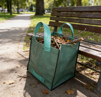 Sacs poubelles de cuisine grand format, robustes, en plastique vert, avec poignées tissées, pour feuilles d'automne et déchets de jardin, épaisseur 0,1 mm, 100-180 g/m²