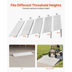 Rampa de Aluminio para Umbral de Puerta de 5 Pulgadas de Altura, Capacidad de Carga de 800 Libras, Dispositivo de Asistencia para Escalones del Hogar, Rampas para Discapacitados - Product Image 6