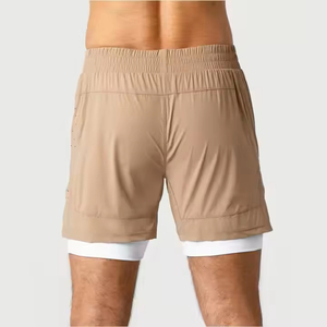 <b>Compression</b> Double Layer <b>Shorts</b> <b>Men</b> Double Layer <b>Shorts</b> Sports <b>Shorts</b> Supplier Moisture Wicking Double Layer <b>Shorts</b> - Product Image 5