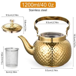 Stainless Steel Teapot Kettle with <b>Infuser</b> Golden <b>Tea</b> Kettle for Gas Stove Induction Coffee <b>Tea</b> Water Pot - Product Image 2