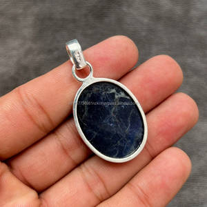 Pendentif en pierres précieuses véritables Bijoux faits main Pendentif en argent sterling 925 Bijoux en sodalite naturelle Pendentif vintage Cadeau pour elle - Product Image 4