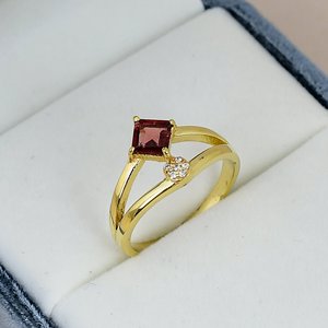 S925 Sterling <b>Silver</b> Garnet <b>Ring</b> Gold Plated Classic Women Engagement <b>Ring</b> Prong Set Geometric Split <b>Band</b> Wholesale <b>Ring</b> - Product Image 5