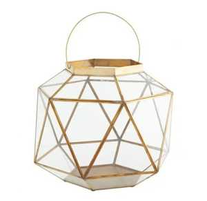 Moroccan Style <b>Brass</b> <b>Lantern</b> With Purple Glass Panels Durable Home Decoration - Product Image 6