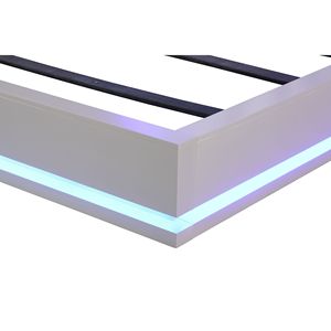 Cama Queen Size Tapizada en Madera Blanca Lechosa con LED - Product Image 4