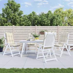 Ensemble de 4 coussins lombaires et coussins d'assise pour chaise à dossier haut, couleur crème - Product Image 1