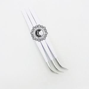 Pince à cils en acier inoxydable personnalisable vente en gros grande pointe incurvée d'isolation revêtement en poudre blanche pointe argentée durable - Product Image 4