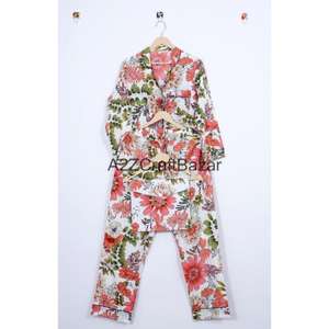 Ensembles de pyjamas de luxe en coton à motifs floraux pour femmes, style vacances, vente en gros, directement de l'usine - Product Image 5