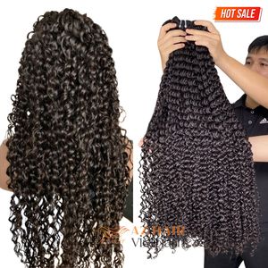 Perruque Premium de trame faisceaux eau bouclée avec fermeture, dentelle frontale brillante et rebondissante cheveux bruts humains - Product Image 3