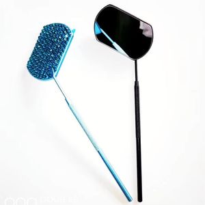 Ensemble d'outils de maquillage de luxe avec recourbe-cils à strass, miroir mural en acier inoxydable et manche en cristal coloré - Product Image 5