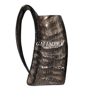 Cuerno de búfalo natural vikingo taza para beber agua brillante pulido cuerno de vaca estilo Animal tallado para cocina Mesa decoración del hogar - Product Image 2