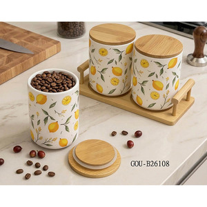 กล่องเก็บของลายเลมอน กล่องจัดระเบียบครัว ภาชนะเซรามิกสำหรับเก็บของในครัว - Product Image 2
