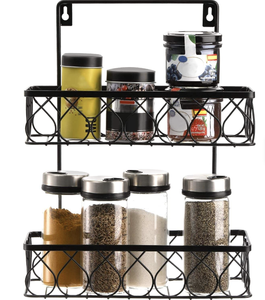 Double Tier Pull Out Metal <b>Basket</b> Kitchen Cabinet Organizer Sliding Wire Rack <b>Wall</b> Mounted <b>Storage</b> Shelf - Product Image 2