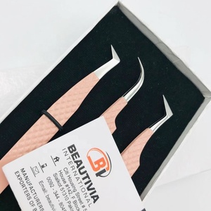 คีมหนีบเพชรสีพีชคุณภาพสูงแหนบต่อขนตาเพิ่มวอลลุ่มแบบรัสเซียปลายแหลมสเตนเลสทนทาน - Product Image 5