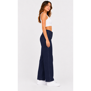 Jeans de Mujer Resistentes a Desgarros, Cómodos y Transpirables, Corte Boyfriend de Cintura Media, Pantalones Holgados de Mezclilla Tejida, Talla XS - Product Image 2