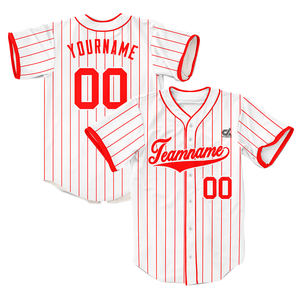 Camiseta de Béisbol Personalizada con Rayas Azules, Uniforme de Equipo con Botones para Hombre, con Logotipo Bordado, Venta al Por Mayor - Product Image 6