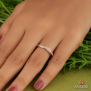 Alliance de mariage éternelle élégante et classique en moissanite sertie à griffes, 0,38 carat VVS VS en or 10K 14K 18K - Product Image 3