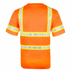 เสื้อทำงานนิรภัยสีส้มสะท้อนแสงสำหรับผู้ชาย ผ้าโพลีเอสเตอร์คุณภาพสูง พร้อมแถบสะท้อนแสงสำหรับงานอุตสาหกรรม - Product Image 5