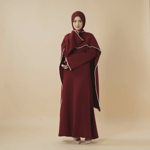 Robe Abaya de fête d'été à manches longues ornée de perles, vêtement islamique modeste de luxe haut de gamme avec cape, vente en gros - Product Image 5