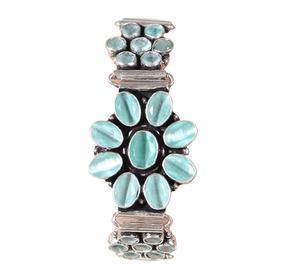 ARTS JEWELS Pulsera de latón plateado oxidado con cuentas de flor Monalisa verde, estilo vintage, hecha a mano, joyería bohemia de Rajastán para mujer - Product Image 1