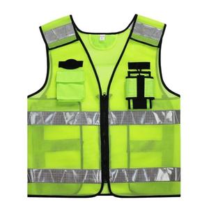 Chaleco de Seguridad Reflectante de Alta Visibilidad Unisex, Verde, Malla de Poliéster, Múltiples Bolsillos, Ropa de Trabajo, Detección de Agujas, Transferencia de Calor - Product Image 3