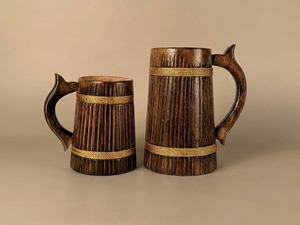 Viking Style <b>Wooden</b> Beer Mug Custom Size Eco Friendly Handgrip <b>Tankard</b> FAIZA CRAFT CE Certified Microwave Safe for Home Bar - Product Image 1