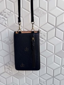Hand Tooled Carving Leather Phone <b>Purse</b> Sling Bag <b>Small</b> Size Checkered Pattern Handbag For Women Daily Use Shoulder Strap - Product Image 3