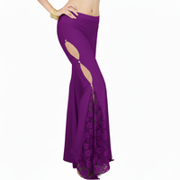 Costume de danse du ventre professionnel personnalisé pour femme adulte, en Spandex/Nylon, avec jupe ornée et pantalon évasé, détectable par détecteur de métaux