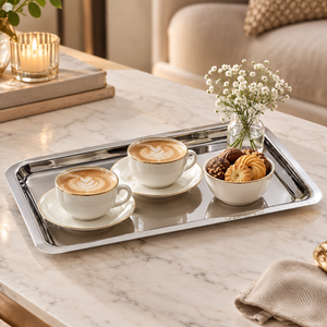Bandeja de Servir Premium de Acero Inoxidable para Aperitivos, Postres, Comidas y Exhibición en Mesa |   Plato Rectangular Moderno para Cualquier Uso en la Comedor - Product Image 2