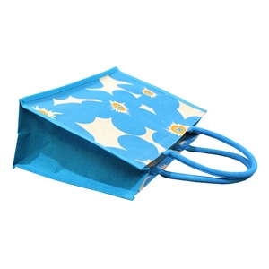 Sac de courses réutilisable en tissu non tissé imprimé floral multicolore, biodégradable, laminé PP avec poignée en corde rembourrée, durable - Product Image 3