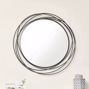 Miroir mural ovale en laiton avec motif feuille de Ginkgo, art décoratif encadré de style bohème - Product Image 4