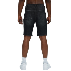 Pantalones Cortos de Mezclilla Negros para Hombre, Rotos, Desgastados, Casuales, hasta la Rodilla, de Algodón Transpirable, con Dobladillo Deshilachado, Estilo Vintage, para Verano - Product Image 2