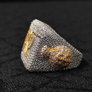 Custom 925 Sterling Silver VVS Moissanite Initial <b>Ring</b> Iced Out Square <b>Signet</b> Name <b>Ring</b> Two Tone Gold Plated Mens Hip Hop <b>Ring</b> - Product Image 5