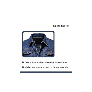 เสื้อแจ็คเก็ตยีนส์ผู้ชายระดับพรีเมียมทรงสลิมฟิตดีไซน์คลาสสิคแบบ Trucker ติดกระดุมด้านหน้า เสื้อคลุมลำลองสำหรับผู้ชาย - Product Image 4